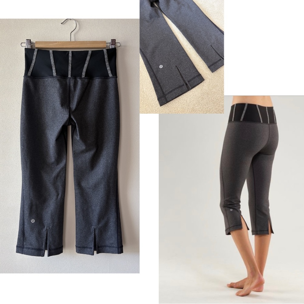 Sz4 Lululemon Tadasana Slit Crop 
Heathered Black